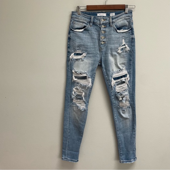 KanCan high rise skinny jeans distressed button fly size 28 - Picture 1 of 9